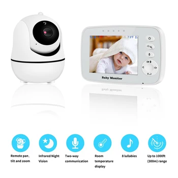 3.2 Palčni Brezžični Baby Monitor LCD Zaslon za Malčke Night Vision Camera Senzor Temperature Podpira Tresenje Glave Vrtenja
