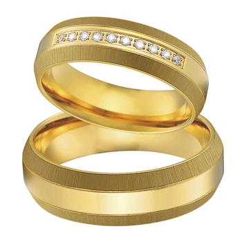 Edinstven zavezništvo zlato barvo njegov in njen poročni prstani set za moške in ženske obljubo, izjavo poroka pari darila nakit