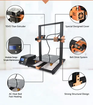 Tornado Impresora 3D 3D Printer Kit AC Heatbed 300*300*400mm Velikih Tiskanje Aluminija Ekstrudiranje s Titan Iztiskanje