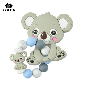 LOFCA NOVO 1PC Baby Teether Koala Zapestnica Živali Oblikovan Cucla Posnetek Hrane Silikona Kroglice Pisane Baby Začetnih Igrače, Žvečiti
