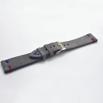 Ročno Antilop Siva Watchband Retro Klasična Pravega Usnja Watch Trak iz Nerjavnega Jekla Sponke 18 mm 20 mm 22 mm 24 mm