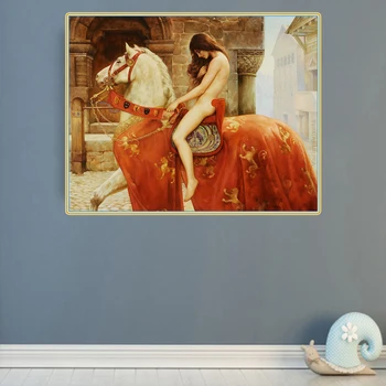 Citon John Collier《Lady Godiva》Platno Umetnosti Oljno sliko Znane Umetnine Plakat Slika Stenski Dekor Doma Dnevna soba Dekoracijo