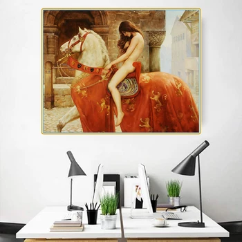 Citon John Collier《Lady Godiva》Platno Umetnosti Oljno sliko Znane Umetnine Plakat Slika Stenski Dekor Doma Dnevna soba Dekoracijo