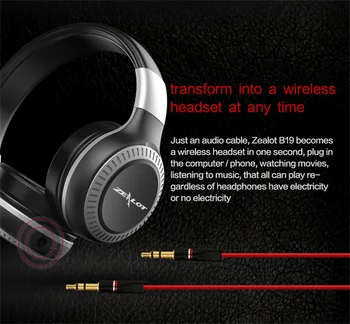 ZEALOT B19 Brezžične Slušalke z fm Radio s Slušalkami Bluetooth Stereo Slušalke z Mikrofonom za Računalnik, Telefon,Podpora TF,Aux