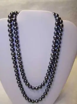 AAA 8-9 mm tahitian črna biserna ogrlica, ki 48inch