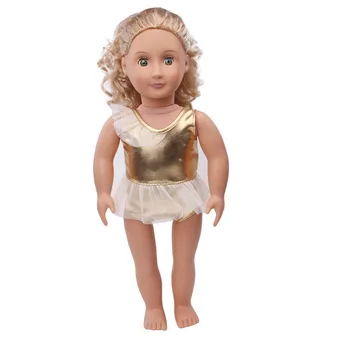 Lutka obleko Zlato kopalke jumpsuit bikini igrača primerna oprema 18-inch Dekle lutka in 43 cm lutke otroka c536