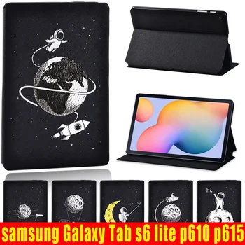 Novo Varovalno Ohišje za Samsung Galaxy Tab S6 Lite P610 P615 Anti -cratch Astronavt Serije Usnje Stojalo Pokrov Primeru 10.4 Palčni
