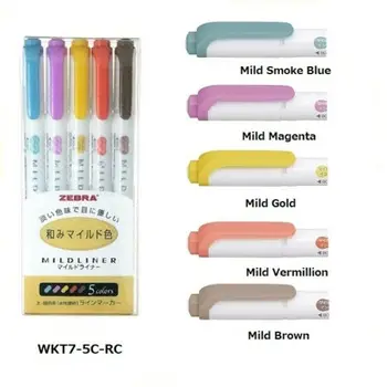 25 Barv Zebra Mildliner Dvostranski Označevalnik Pen Set 5 Tip Japonski Tiskovine