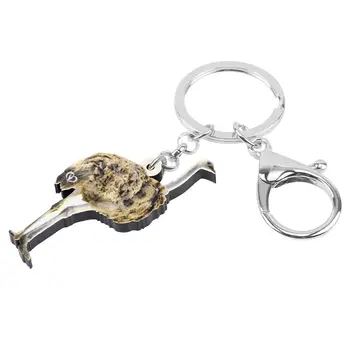 WEVENI Akril Rjava Emu Keychains Key Ring Tiskanje Lepa Žival Tipko Chian Nakit Za Ženske in Otroci, Moških Novost Darilo Vrečko Čare