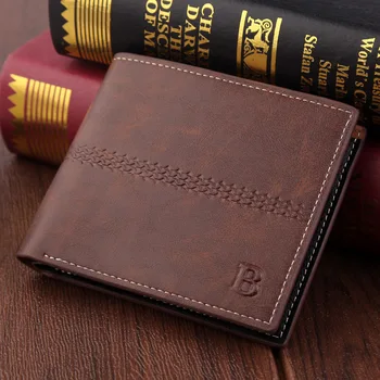 Vintage kratek denarnice človek je majhna torbica B črko mini carteiras billetera hombre kartico sim carteira masculina couro 2020 Nova