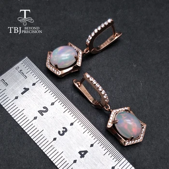 TBJ,vzoren načrt Zaponko uhan z naravnimi opal ovalne 8*10 mm gemstone 925 sterling srebro fine nakit za ženske lepo darilo