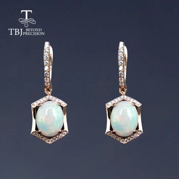TBJ,vzoren načrt Zaponko uhan z naravnimi opal ovalne 8*10 mm gemstone 925 sterling srebro fine nakit za ženske lepo darilo