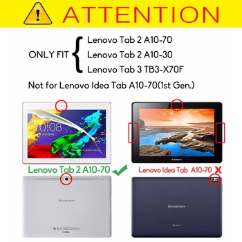 Flip Case Za Lenovo Tab 2 10.1 A10-30 A10-70 X30F X70F PU Usnjena torbica za Lenovo Zavihek 3 10 plus KARTICO-X103F Tablični primeru +Film+Pen