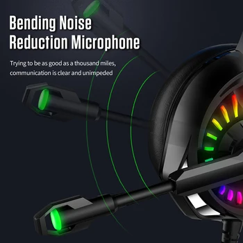 Žično Gaming Slušalke RGB Osvetlitev Slušalke Slušalke z Mikrofonom za PS4/Laptop/Tablični Računalnik Gamer z 4D Stereo