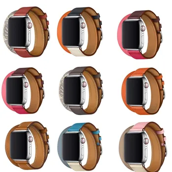 Serija 5/4/3/2/1 Več, pravi Usnjeni Trak Za Apple Watch band se Manšeta Dvojno Tour povezavo Zapestnica Usnje 38 42 40 44 mm