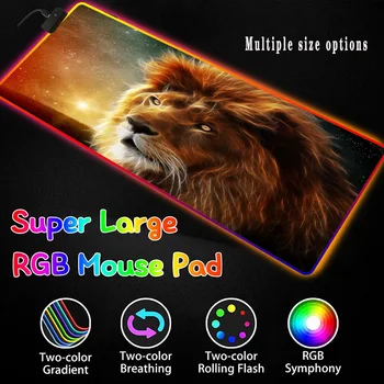 XGZ Velike Mouse Pad Živali Lev RGB Gaming Mouse Pad LED Svetlobna Barvna Osvetlitev Brezžično Polnjenje Mouse Pad Desk Mat