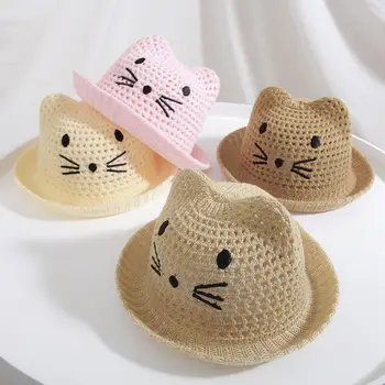 MAERSHEI Otrok mačka vezenje sun pokrivalo otroci plaža klobuk pomlad poletje Srčkan Baby dekle priložnostne bazena skp