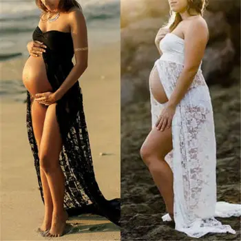 Nekaj porodniškega fotografija rekviziti maxi Porodniškega obleke Čipke Porodniškega Obleko Modno fotografiranje, foto poletje noseča obleko Plus Velikost