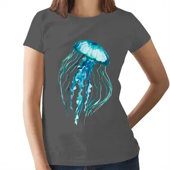 Meduze T-Shirt Akvarel Meduze Grafični T Shirt 100 Bombaž Ženske tshirt O Vratu Dame Tee Majica