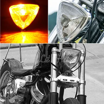 Motorno Kolo Črn Trikotnik Retro Vintage Stare Šole Žarometov Lučka Za Harley Honda Suzuki Po Meri