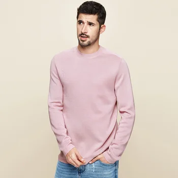KUEGOU Jeseni, pozimi moški pulover Čiste barve, okrogle ovratnik puloverji Modi joker toplo top plus velikost DZ-11867