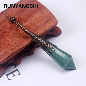 Runyangshi 1pc Naravnih aventurine quartz kamen reiki nihalo orgine energije Obesek Zdravljenje Pendulo Čakro Nakit