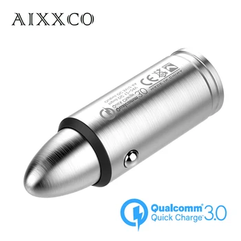 AIXXCO Kovinski 18W QC3.0 Hitro Polnjenje 3.0 Avtomobilski Telefon, Polnilec Mini USB Avto Polnilec Adapter za Hitro Polnjenje za Samsung Xiaomi