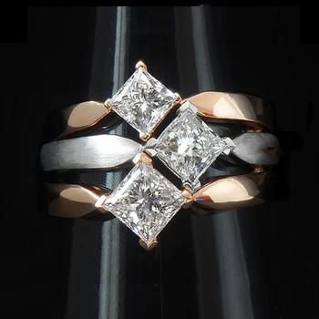 Modni Ženski Kvadratnih Kristalno Cirkon Kamen Obljubo Udejstvovanje Obroči Luštna Majhna Srebrna Barva Prst Prstan za Ženske