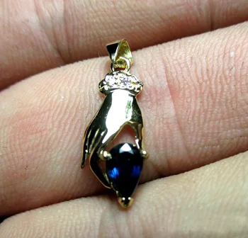 Za 0,6 KARAT 18K Trdna zlato ogrlico, obesek strani safir ogrlica Za Ženske Fine Nakit Luckly strani diamond obesek