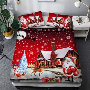 Vesel Božič, Božiček rjuhe kritje tolažnik niz posteljo pokrovček nastavite polni velikosti enojna /dvojna/queen/king luksuzni set posteljnine