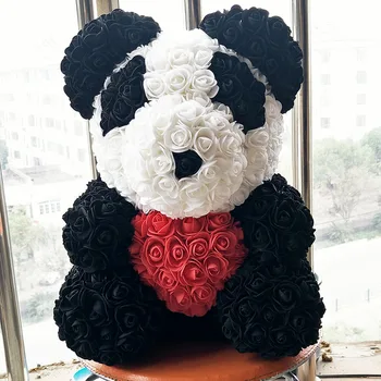 35 cm Valentinovo darila orjaški panda Božično darilo rose medvedki 3,5 cm cvet glavo vrtnice nosi s srcem