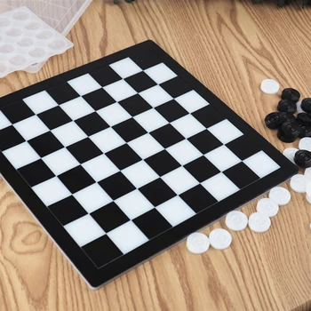 DIY Ročno Šahovska garnitura Checker Igro Krovu Smolo Litje Plesni Mednarodnih Šahovnice Chessman Igrača Silikonski Kalup Epoksi Obrti