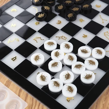 DIY Ročno Šahovska garnitura Checker Igro Krovu Smolo Litje Plesni Mednarodnih Šahovnice Chessman Igrača Silikonski Kalup Epoksi Obrti