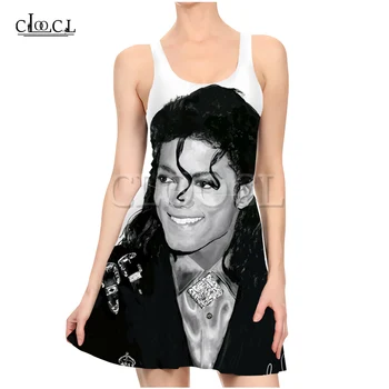 CLOOCL Rock Glasbenik Michael Jackson Dress 3D Print Mode Priložnostne Poletje Ženske Obleke Seksi Slim Plaža Obleko brez Rokavov