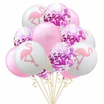 15pcs Hawaiian Tropic Stranka Baloni Flamingo Ananas Listi Pregledni Globos Balon Set za Rojstni dan Beach Party Supplies