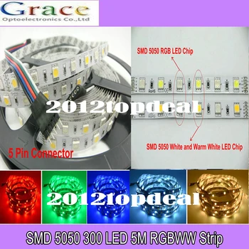 LED Trak 5050 RGBW DC12V 60 LED/m RGB+Bela / RGB+Topla Bela, Prilagodljivo LED Luči, 5m/veliko.