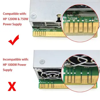 1200w/750w Zlom Penzion + 12pcs 6P Moški (6+2)8P Moški Napajalni Kabli Kompleti Za HP PSU GPU Rudarstvo Ethereum