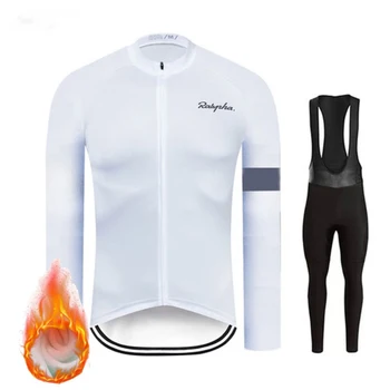 Ruadax 2020 Pro Team Zimsko Termalno Runo Mens Dolgo Sleeve Kolesarjenje Jersey Set Maillot MTB Gorsko CycleBike Oblačila Sklop