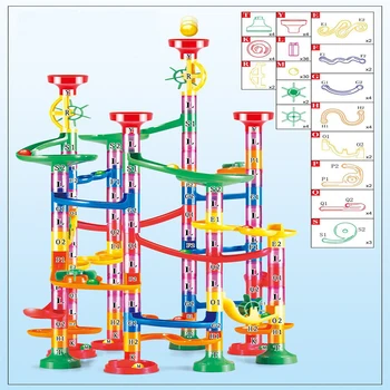 109Pcs DIY Gradbeništvo Marmor Dirka Teči Labirint Kroglice Skladbo gradniki Otrok Igrača Otroci Baby Izobraževalne Božični Igrače Darilo