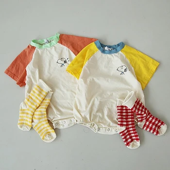 Poletje Baby Bodysuits Kratek Rokav Priložnostne Otroška Oblačila, Risanka Tiskanja Za Malčke Boys Jumpsuits Baby Girl Obleke
