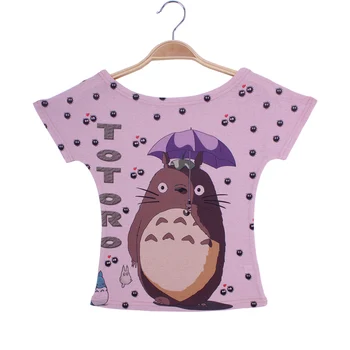 Harajuku Totoro natisni t-shirt za ženske Zahodni 2018 nove poletje moda grils obreži zgoraj tees kratek rokav brezplačna dostava na debelo
