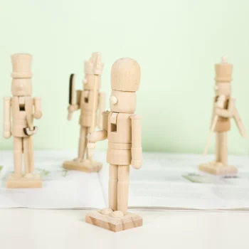 Novo Leto Dekor Otroci Igrače, Lesene Unpainted Nutcracker Figurice Lutka DIY Prazno Barve Okraski Za novoletne Dekoracije