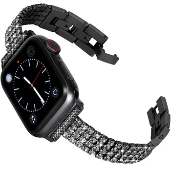 Za Apple watch watch6/5/4/3 modni diamant encrusted iz nerjavečega jekla štiri vrstice diamantno zapestnico