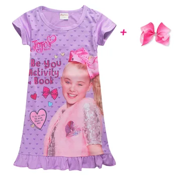 Nova Moda Princesa Jojo Siwa Obleko+Lok-vozel Dekleta Nightdress Priložnostne Obleke Otroci Pižame Nightgowns Domov Oblačila Sleepwear