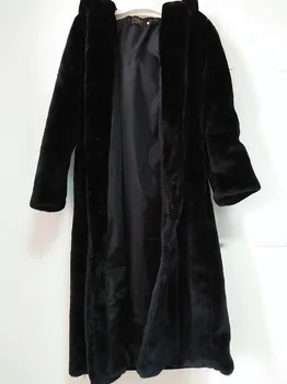 Črna Debela Hooded Specializiranimi Za Umetno Krzno Plašč Pozimi Ženske Mode Plus Velikost Novo Toplo Dolgo Umetno Lisica Krzno Plašči Plašči Elegantno Jopiči Luksuzni Oddih