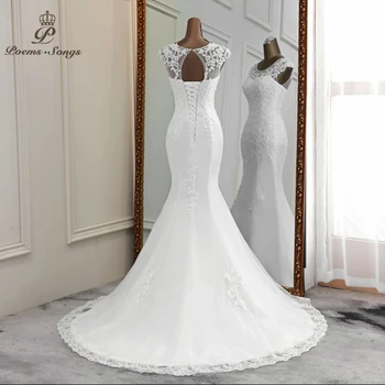 Nova sirena poročno obleko 2020 seksi poroka oblek cvet haljo de mariee aplicirano brez rokavov vestido de noiva