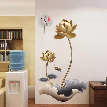 120*65 cm DIY Letnik 3D Lotus Flower Vinil Stenske Nalepke, Dnevna Soba Dekoracijo Sodobni Kitajski Slog Doma Dekor Ozadje Plakati