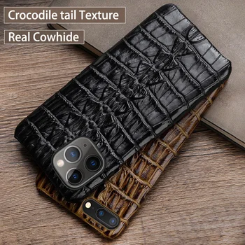 Pravega Usnja Primeru Telefon Za iPhone 12 11 Pro X Xr Xs Max se 2020 Primeru Za 6 6s 7 8 Plus Cowhide Krokodil Rep Teksturo Pokrov