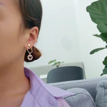 2020 Novo Fahion ženski Uhani Geometrijo Nasmejan Obraz Spusti Rese Uhani za Ženske Bijoux korejska Stranka Nakit Trgovini