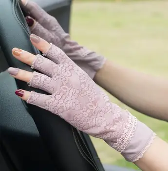 Pomlad poletje žensk semi-prst rokavice za zaščito pred soncem lady ' s anti-uv odporna proti drsenju vožnje rokavice čipke rokavice R2908